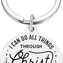 I Can Do All Things Through Christ Who Strengthens Me Bible Verse Silver Stainless Steel For Bike Car Home Office House Keys Keychain-image-11