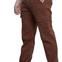 Men's Slim Fit Mid Rise Solid Mid-Rise Stretchable Cuffed Cargos-picture-25