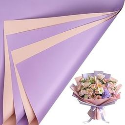 Velme craft 10 Sheets Flower Wrapping Paper, 22.8x22.8 inch/58x58cm Floral Bouquet Wrapping Paper Double Sided Color Flower Packing Paper for Wedding Graduation Valentine's Day(black and wine) (Luvender)-image-82
