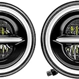 Sanagm Moto 110W Round LED Operating, Minus/Boss Headlight Bullet Headlight Compatible with Thar, Royal Enfield,Classic 350, Hunter350,Himalyan Gypsy & Bullet,High/Low Beam(Pack of 2)-image-5