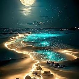 TREXEE Moonlight Beach Diamond Painting Kits for Adults, 5D Seaside Moon Diamond Art Kits for Beginners, DIY Full Drill Paint with Diamond, Home Wall Decor (12x16 in) Unframed-image-51
