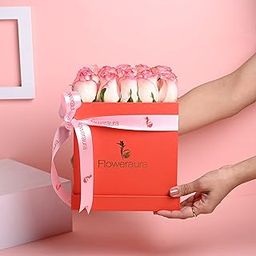 FlowerAura Fresh Live Flower Bouquet of 20 Pink Roses In FA Box For Birthday Gift, Anniversary Gift, Wedding Gift, Congratulations Gift & Gift For Special Occasions (Same Day Delivery)-image-91