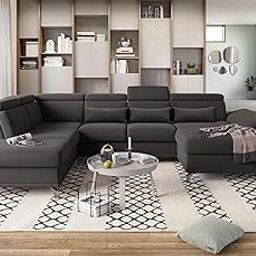 Fabrique Bossberry U-Shaped 7-Seater Suede Fabric Sofa Set - Modern, Luxurious, and Comfortable Furniture for Home Office, Guests, and Living Room - Black - (LHS)-image-23
