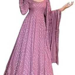 Designer Purple Gown with Dupatta Set (Ready to wear) for Wedding, Evening,Party, Birthday, Ethnic etc-picture-14