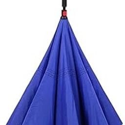 Reverse Umbrella – Windproof, Auto Open/Close, Double Layer Pongee Fabric, C-Shaped Handle, Fiberglass Frame & Carbon Fiber Shaft – Ideal for Car & Travel Use (Plain Color)-12