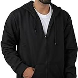Plain Zipper Cotton Blend Hoodie Unisex | Black Fashionable Hooded Regular Fit Sweatshirts for Mens/Boys (Small)-image-41