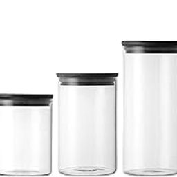 5X Food Storage Canisters Organizer Glass Storage Jar for Candy Spice Grains Black Cap-picture-19