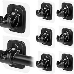 CROCKERY HUB No Drill Curtain Rod Brackets No Drilling Self Adhesive Curtain Rod Holder Hooks Nail Hooks Curtain Hangers for Bathroom Kitchen Home Bathroom & Hotel - Plastic,Black (Pack of 6)-image-11