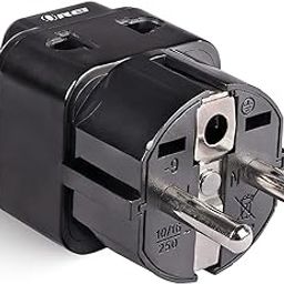OREI India Europe Travel Adapter, India to Europe (Schuko) Plug, Type E/F European Plug Adapter - 2 in 1 - Perfect for Laptop, Camera Charger and More - CE, RoHS - Black - 5 Years Warranty-2