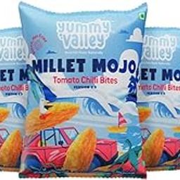 Yummy Valley Millet Mojo Tomato Chilli Bites – Pack of 8 Healthy Snacks For Kids and Adults – Palm Oil Free, Baked Gluten Free Snacks – No Additives-image-97