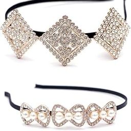 Vintage Hair Band/Headband 2 Design Bridal Crown Tiara Hair Jewellery Cosplay Party Head Wear Crown Shaped Hair Band Tiara for Girls & Women (Pack of 2)-image-42