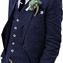 Retro Linen Men Suit Beach Wedding Suit Summer Slim Fit 3 Pieces Light Weight Linen Suit Jacket Vest Pant Tuxedo-image-58