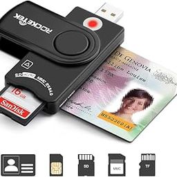 Memory Card Reader Rocketek DOD Military USB Common Access CAC Smart Card Reader compatible with Windows 32 64bit XP Vista 7 8 10 Mac OS X-10