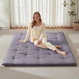IMSMARTMART Mattress Japanese Floor Mattress, Foldable Futon Sleeping Mat, Tufted Design, Foldable Roll Up Tatami 2.5" Thicken Futon (Grey, 36X72 Inches)-24