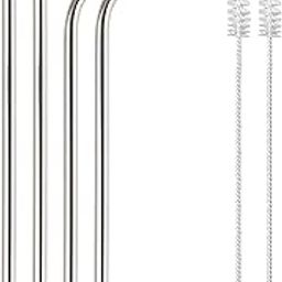 Mclear Eco Friendly Food Grade Reusable Stainless Steel Metal Long Drinking Straws, Fits Simple Modern Tumbler, Dishwasher Safe, Straw Cleaner Brush(2 Straight Straw, 2 Bend Straw, 2 Cleaning Brush)-image-44