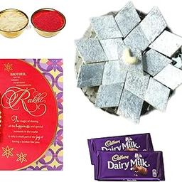 80 Rose Garden Rakhi Gifts | Kaju Katli Mithai 400g | 01 Bead Rakhi Card | 02 Chocolates with Roli Chawal Tilak | Nextday Delivery-image-51