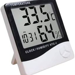 HTC-1 Room Thermometer with Humidity Incubator Meter and Accurate Temperature Indicator Wall Mounting LCD Digital Clock Monitor for Indoor/Outdoor (White)-0