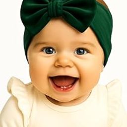 Sarose Bow Hair Bands for Baby Girls, Handmade Baby Hair Band Headbands, Cute Elastic Hairband for Baby Girl, Soft Velvet Head Band Headband for Baby Girl Newborn Infant Toddlers (Green, 6M to 5Y)-image-21