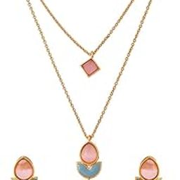 voylla Forever More Yellow Blue Necklace Set For Women|Ethnic Women Short Necklace Sets|Gift For Women |Women's Gift|Valentine Gift|-picture-1