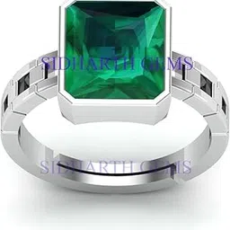 sidharth gems Natural Panna Astrological Ring 6.25 Ratti 5.30 Carat Genuine and Certified Emerald Adjustable Silver Plated Ring for Women's and Men's-picture-11