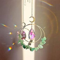 Cactopia Crystal Chips Round Suncatcher Prism Effect for Gifts, Window Hanging Ornament & Boho Garden Decor (Aventurine)-image-33