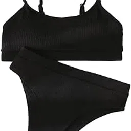 snappsy Womens Swim Suit Bikini Triangle Push Up Bras Padded Cup 2-Piece Black-picture-12