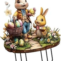 UJEAVETTE Garden Stakes Decoration Patio Stake Animal Sculpture for Fence Lawn Outdoor Style H-image-21
