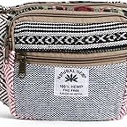 100% Hemp Fanny Pack, Boho Tribal Print, Multi-Pocket Waist Bag with Adjustable Belt, Handmade in India-image-60