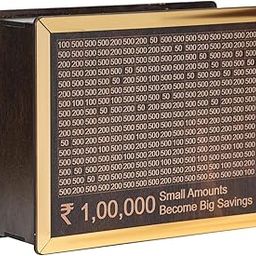 COVACURE Wooden Piggy Bank Money Saving Box for Kids & Adult 100000, Coin Box with Carved Design, Mini Bank, Wooden Coin Box, Money Saver, Donation Box, Piggy Bank with Number-image-25