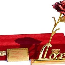 Lavanaya Silver Presents: Exquisite Red Rose Gift with Golden Love Stand, Beautifully Packaged in Velvet Box-image-59