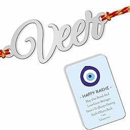 Personalized Name Rakhi Rakhi Gifts for Brother, Sister, Bhaiya, Bhabhi with Evil eye Greeting Card-image-62