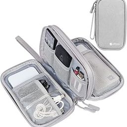 Elfora Cable Organizer Bag | Double Layer Travel Pouch for USB Cables, Chargers, Power Banks, AirPods & Accessories | Durable and Water Resistant Nylon Case with Mesh Pockets & Carry Strap (Grey)-11