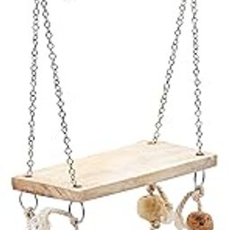 PETZOO Wooden Swing Geometrical Shapes Playful Perch for Bird Cage Resting Toy for Parrots, Finches, Budgies, Love Birds, Parrots, Conure, African Grey, Cockatiels-picture-26