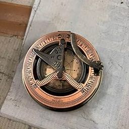 Gilbert Sundial Camping/Hiking Steampunk Accessory - Antique Finish - Beautiful -Sundial Clock Antique Brass Sundial-image-14