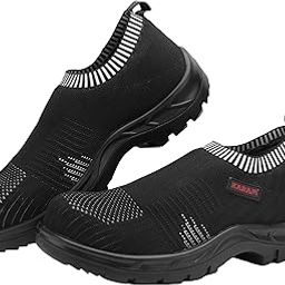 Flytex FS208 Slip-On Safety Shoes for Men | Sporty Design, Lightweight with Single Density | Antistatic, Antislip, Oil & Heat Resistant with Fiber Toe | Black-image-1