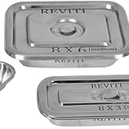 Reviti® by Hospiclub Instrument Tray 8x6 and 8x3, Kidney Tray 6 inch Heavy Duty Stainless Steel-image-94