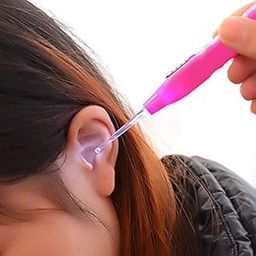 Zoxito Cleaning Ear Care,Kid Baby Safe LED Flashlight Earpick Luminous Visible Ear Spoon Earwax Remover Curette Cleaning Earpick Ear Safety Cleaner Flashlight Reusable (Pack of 2)-image-0
