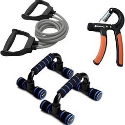 Vuvail Push Up Bar Stand| Hand Gripper| Durable Resistance Double Tube| Combo Set Full-Body Workout Kit for Men And Women| Strengthen Chest| Arms| Grip| Abs| Legs| Belly Fat| Core Exercise Tool|Power Band| Home Gym Equipment for Strength Training & Flexibility-21