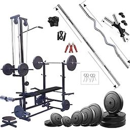 HASHTAG FITNESS 20 in 1 PVC Home Gym Flat Bench with Home Gym Equipments and Combo Kit, 50 kg, Black-picture-14
