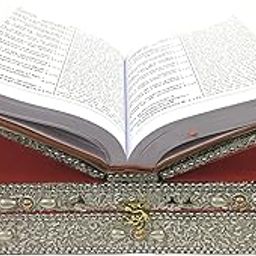 Handcrafted Wooden Quran Box with Foldable Rehal Stand for Reading Holy Quran Sharif Books | Rihal | Ideal Gift for Bride Or Bridal | Craft: White Beads Work | Size: 13 * 4 Inch-picture-28