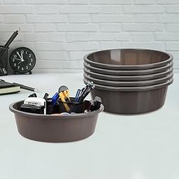 Homestic Pack of 6 Desk Organizer | Stationery Organizer Tub | Multipurpose Storage Organizer | Office Supplies Organizer for Pen-Pencil-Staplers-Clips | Desktop Organizer | 6 LTR | Gray-image-46