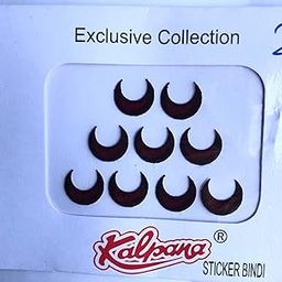 Kalpana Maroon Half Moon Bindi Sticker, Marathi Style, Traditional, Maroon, Size - 2, Pack of 12-19