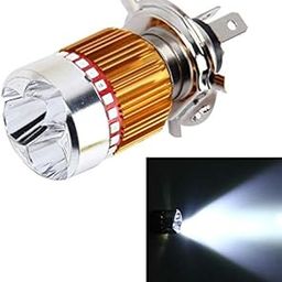 Adroitz H4 9W 900 LM 6000K Static + Strobe Light Motorcycle Headlight Lamp with 3 COB White Light Lamps and Red Light+Pink Light+Blue Light LED Lamps, DC 12-80V-10