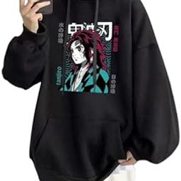 Unisex Baggy Demon Slayer Tanjiro kamado Anime Hoodie Sweatshirt Demon Slayer Unisex Anime Hood Kimetsu no Yaiba Hoodie-image-37