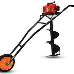 Balwaan Trolly Earth Auger BE-63T 63cc 2 Stroke with 8 & 12 inch Planter, for Agriculture Fence Installation, Pole Installation, Trolley Design with Wheels for Convenient use, Free Engine Oil-3