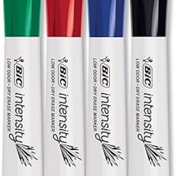 Bic Great Erase Grip Dry Erase Marker, Chisel Tip, Black/Blue/Green/Red Ink, 4/Set-35
