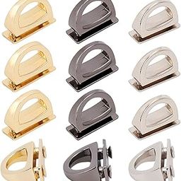 WADORN 12pcs Metal D-Ring Bag Buckles, 3 Colors Bag Chain Link Clip Buckles Multi-Purpose D Ring with Screws Purse Suspension Clasps Strap Lanyard Hooks for DIY Leather Craft Handbag Belts Making-image-54