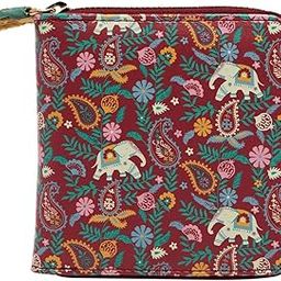Women's Mini Wallet |Paisley Blossoms Collection | Vegan Leather Square Wallet for Women | Ladies Purse with Zipper Closure & Coin Pouch |Pocket Friendly with Card & Currency Slots - Maroon-10