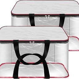 SNDIA 2 Pack Nylon 33 L PVC Transparent Clothes storage Bags/Saree Covers with Zip for Storage Specially Design for Woman Dresses,Sarees,Lehngas for Wardrobe Organizer(Redblack, 40 x 31x 24 cm)-image-28