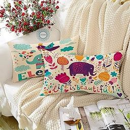 STITCHNEST Cotton 180TC Cushion Cover, 12 X 18 Inches, Blue, Set of 2-image-37